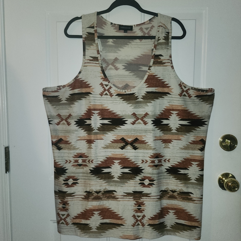 Aztec Pattern Sleeveless Top